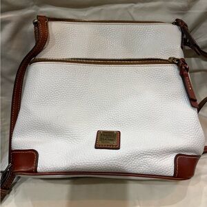 Dooney & Bourke White Pebble Grain Leather Crossbody Bag with Vacchetta Trim